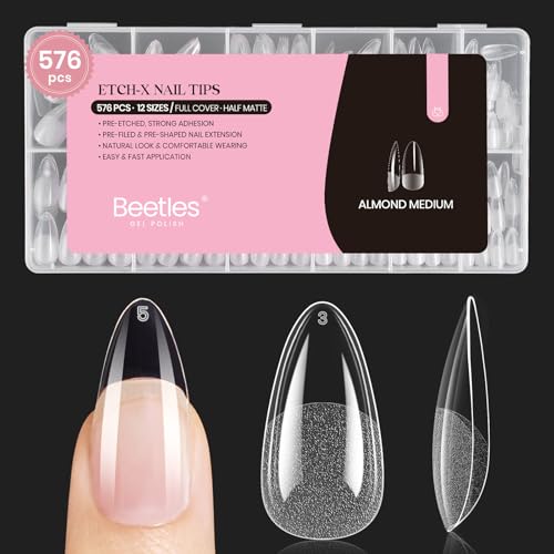Beetles Medium Almond Gel Nail Tips 576pc Set 12 Sizes