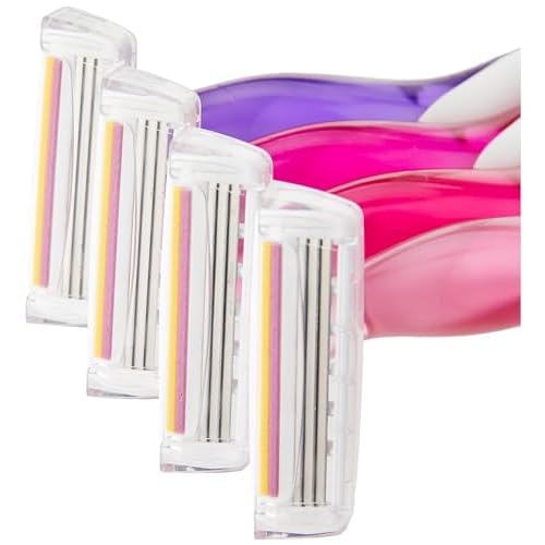 BIC Soleil Scent 3-Blade Lady Razor with Lubricating Strip for a Smooth shave and Easy Grip Handle, Pack of 4