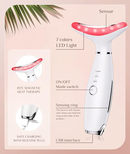 7 Color Red Light Therapy Face Massager with Vibration & Heat