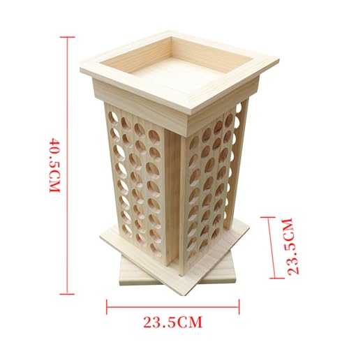 PhantomSky Super Huge Capacity Rotatable Wooden Aromatherapy Essential Oil Carrying Case, Natural Wood Essential Oil Organizer Storage Box Case Display Holds for Travel and Presentations Gift Box
