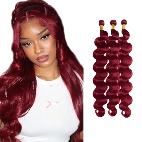 99J Burgundy Body Wave Human Hair Bundles 18-22 inch