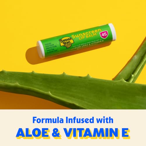 Banana Boat SPF 45 Lip Sunscreen Balm 0.15 Oz - Water Resistant, Aloe & Vitamin E, Pack of 1