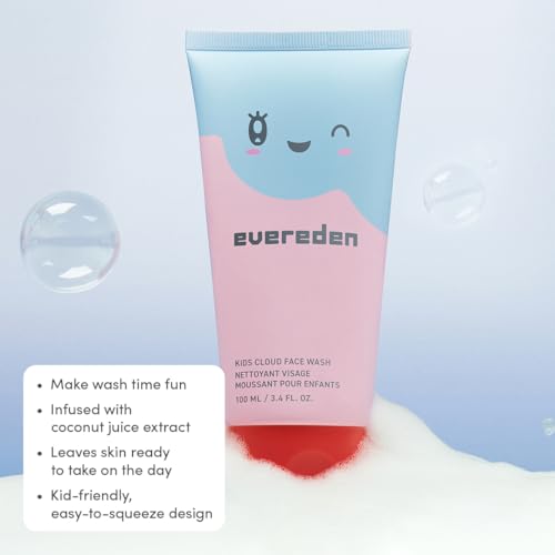 Evereden Kids Cloud Face Wash: Tropical Sorbet, 3.4 fl oz | Adorable Terry Spa & Makeup Headband | Creamy & Fun Skin Care for Kids | Easy-to-Use Face Wash | Non-toxic Skin Care