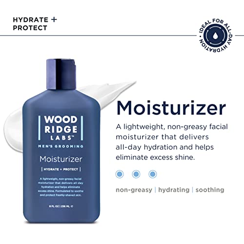 Wooridge Labs Men's Grooming Facial Moisturizer with Vitamin E & Niacinamide - Soothes Freshly Shaved Skin | Lightweight, All-Day Hydration | Non-Greasy | Paraben & Cruelty Free | Made in USA (8 oz)