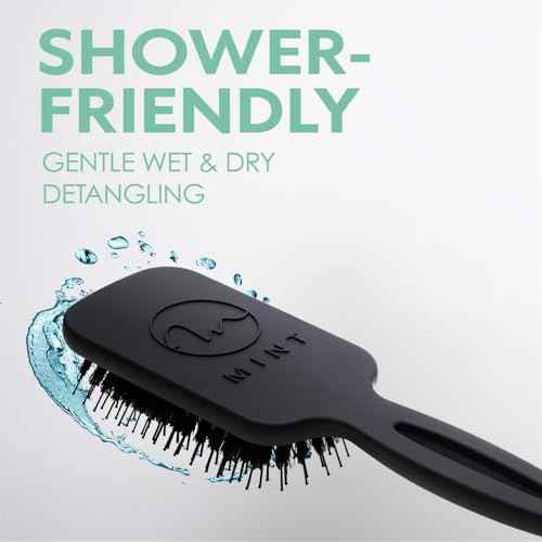 MINT Mizu Waterproof Boar Bristle Hair Brush for Women | Create Long-Lasting Shine | Premium Anti Breakage Detangling Paddle Wet Brush for Healthy Scalp & Hair Growth | Travel Hairbrush for Women