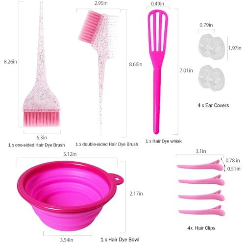 Pink Hair Dye Kit 12 pcs Professional Salon Tools for Home Coloring