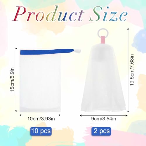 Mesh Soap Bags with Foaming Net - 10 Pack + 2 Bonus
