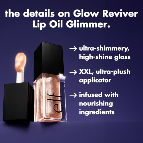 e.l.f. Glow Reviver Lip Oil Glimmer Super-neutral Hydrating Lip Gloss