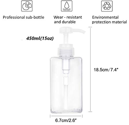 Refillable Pump Bottle 15oz Clear 2-Pack | BPA-Free Soap Dispenser