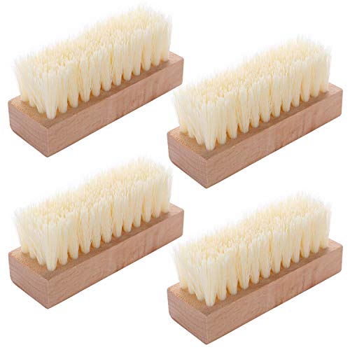4 Pack Wooden Nail Brush Set - Non-Slip Fingernail Scrub Brushes