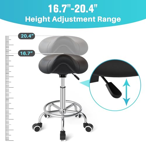 YEEZEE Ergonomic Saddle Stool with Thick Padding & Wheels