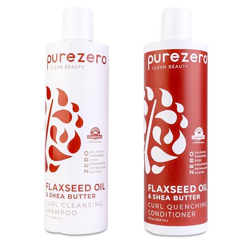 Purezero Flaxseed Oil & Shea Butter Shampoo & Conditioner Set for Curly Hair