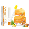 Turmeric Lip Scrub & Balm Set with Brush - Exfoliate & Moisturize