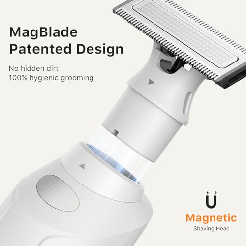 Manscape Body Hair Trimmer H6 One MagBlade Pro for Sensitive Skin, Built-in Dual LED Light, Waterproof Wet/Dry Groomer, USB-C Rechargeable, Full-Body Grooming for Chest and Legs, White