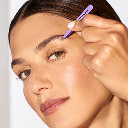 Tweezerman Mini Slant Travel Tweezers For Eyebrows,Travel Tweezers for Eyebrows,Facial Hair (Blooming Lilac),(Pack of 2)