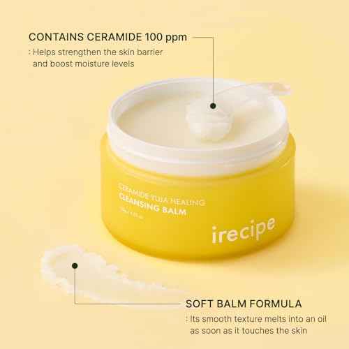 Ceramide Yuja Makeup Cleansing Balm with Travel Size | Deep Cleansing All-in-One Korean Face Cleanser, Makeup Remover, Zero Irritation, Blackheads Remover, Clean Beauty, Vegan (120g / 4.23oz)