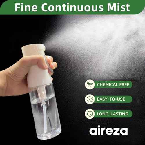 2-Pack Continuous Fine Mist Spray Bottle for Hair - Patented Ultra-Fine Mist for Hairstyling, Cleaning, Plants, and More - BPA-Free, Leak-Proof, 360¡Æ Spray, Durable - White (300 ml/10.1oz)