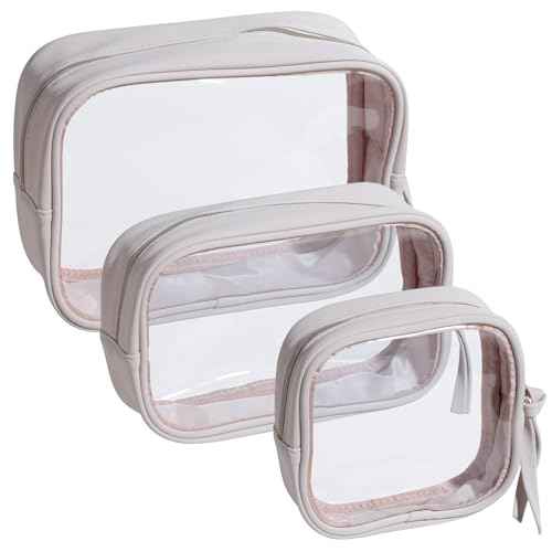 BS-MALL 3 Pack Travel Size Clear Toiletry Bag - Waterproof Makeup Organizer For Brushes & Eye Shadow -Gift Bags For Daily Use & Travel Essentials