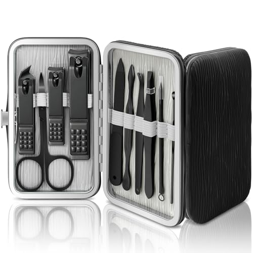 BLESWIN 10-Piece Manicure Pedicure Set with Leather Case