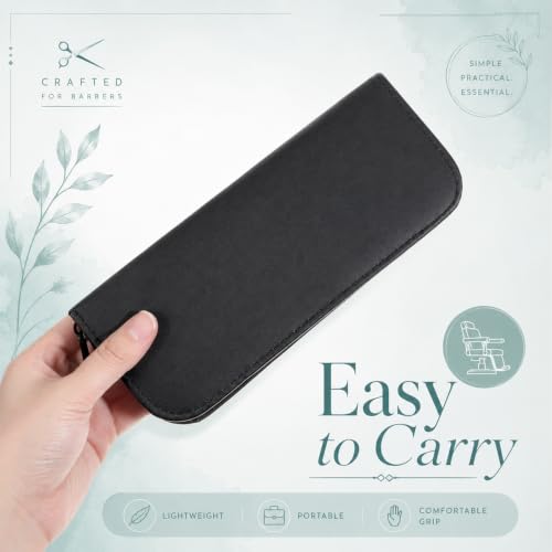 Professional Hair Shears Organizer Bag for Stylists - Black PU Leather