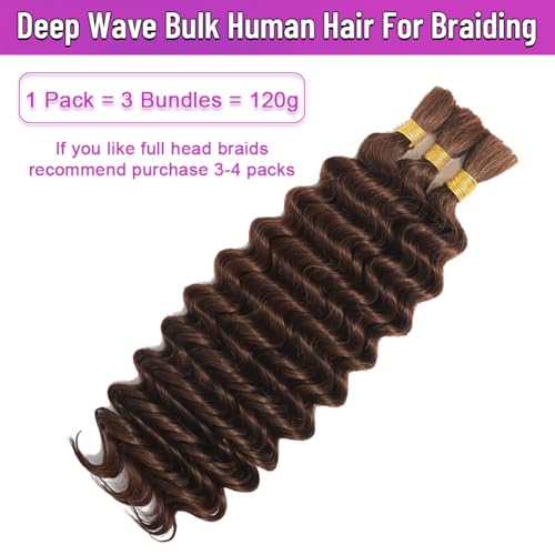 100% Human Hair Boho Braids Deep Wave 18in #4 Brown