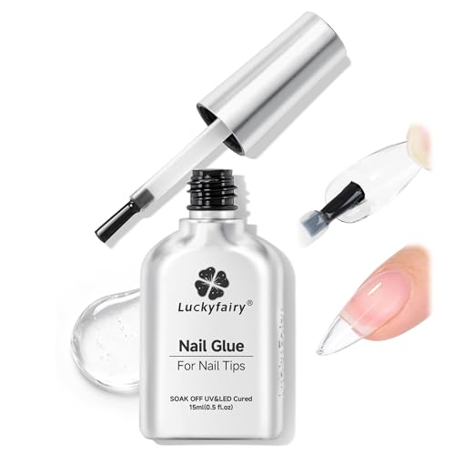 Luckyfairy Gel Nail Glue 15ml - Bubble-Free, Long-Lasting Nail Tip Adhesive for Manicure