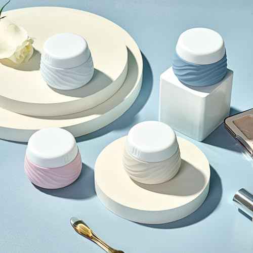 Travel Containers for Toiletries, Silicone Jars with Lid Eternal Moment, TSA Approved Travel Size Bottles with Clear Bag, Leak-proof Traveling Accessories Cosmetic for Lotion Face Body Cream (4 Pack)