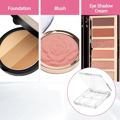 4-Piece Empty Eyeshadow Palette with Clear Grid Design