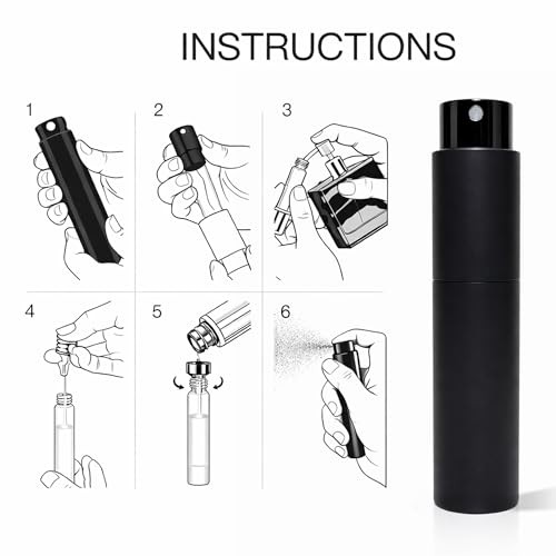 Huizata 10ml Travel Perfume Bottle Set - Refillable Twist-Up Atomizers, Blue & Silver (2-Pack)
