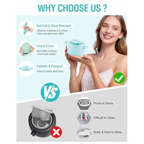 Waxing Kit, Foldable Wax Warmer with 4 Packs Hard Wax Beads, Silicone Wax Pot Machine for Full Body, Face, Eyebrows, Legs, Bikini, At Home Hair Removal Kit with 15 Accessories for Women Men, Green