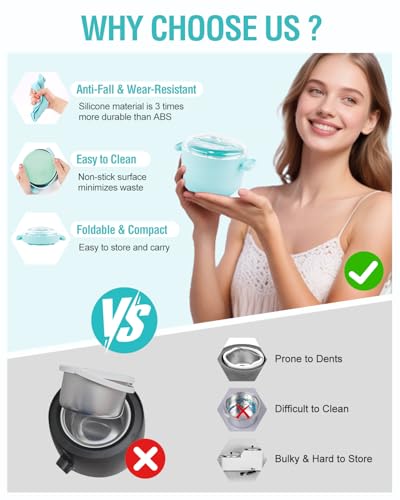 Beloving Green Circle Silicone Wax Warmer for Hair Removal, 18.6oz Portable Foldable Heating Kit