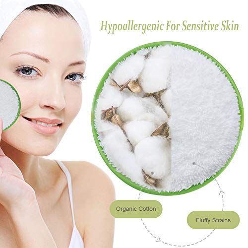 Reusable Makeup Remover Pads, Facial Make Up Removal Wipes, Washable Face Cleaning Cloths, Hypoallergenic for Mascara, Eye Shadow, Lipstick, Foundation -3 pcs, 4.5" Dia