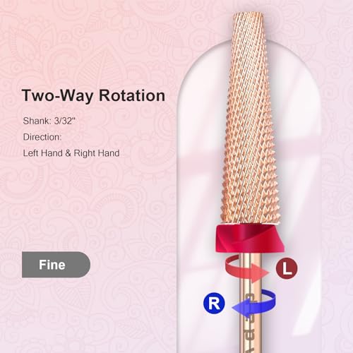 Depvko 5-in-1 Carbide Nail Drill Bit 3/32'' Rose Gold Fine