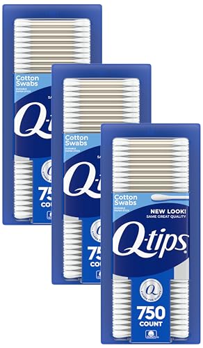 Q-tips Cotton Swabs - 100% Cotton, 750 Count (Pack of 3)