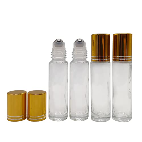 24Pack Essential Oil Roller Bottles 10ml Clear Glass Roller Bottles with Stainless Steel Roller Balls Leak Proof Roll on Bottles for Travel Perfume Essential Oil