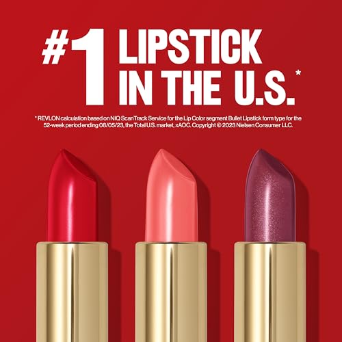 REVLON Lipstick, Super Lustrous Lipstick, Creamy Formula For Soft, Fuller-Looking Lips, Moisturized Feel in Reds & Corals, Uncut Ruby (810) 0.15 oz