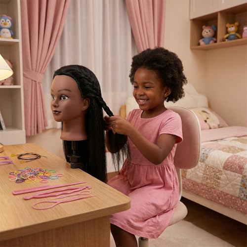 Haewlear 16 Inch Black Human Hair Mannequin Head for Styling & Practice