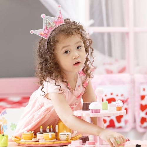Fancheer Pink Birthday Crown Headband for Toddler Girls 2-8