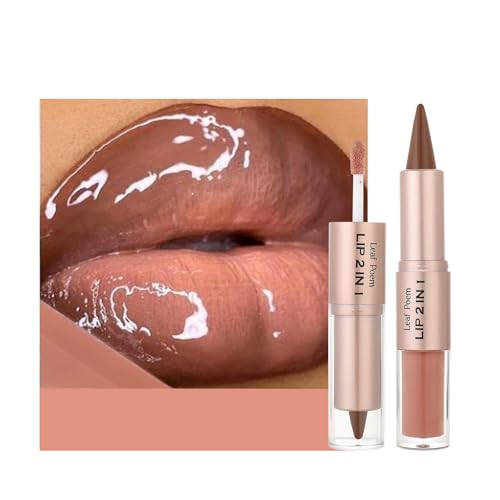 BAISEN DIARY 2-in-1 Ombre Lip Liner & Gloss Duo - Caramel Brown
