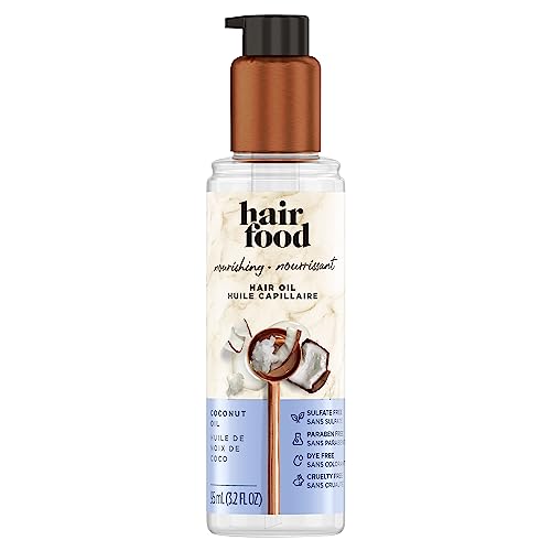 Hair Food Sulfate Free Hair Oil Dye Free Smoothing and Nourishing Treatment, Coconut, Hair Food, 3.2 FL OZ