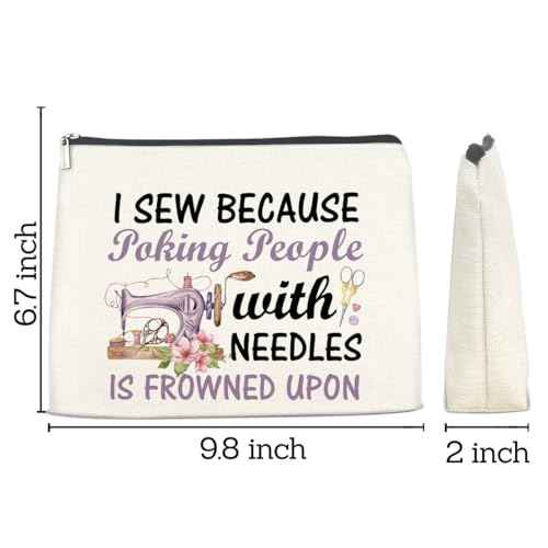Sewing Gifts Makeup Bag, Hostess Gift for Women Mom Grandma Birthday Christmas, Quilting Gifts for Quilters Sewing Lovers Cosmetic Bag with Zipper Travel Toiletry Makeup Pouch for Purse