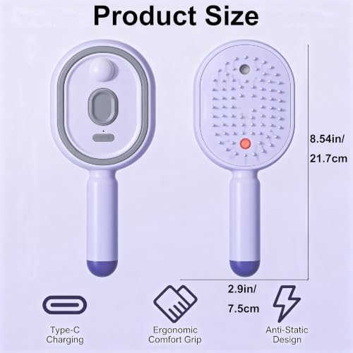Rechargeable Steam Hair Brush - Detangling Straightener
