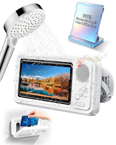 Waterproof Shower Phone Holder with Bluetooth Speaker