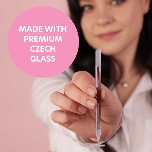 BONA FIDE BEAUTY Blue Czech Glass Nail File Kit 3-Pieces- Glass Curved File (Ergo File), and Cuticle Pusher