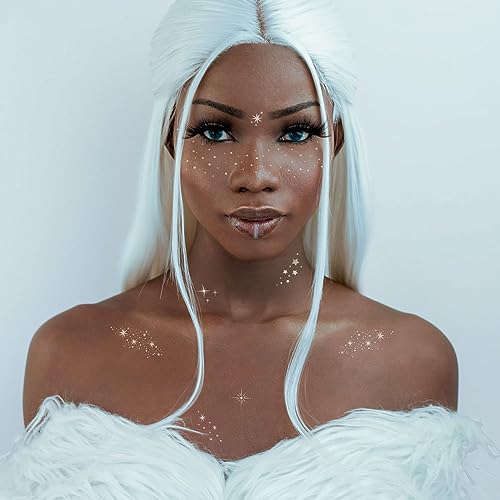 Flash Tattoos Fairy Dust Silver Glitter Freckles - 23 Metallic Face Patches