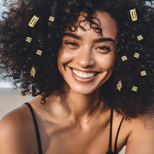 Gold Hair Cuffs for Braids - 100 Piece Set