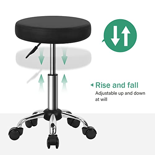Adjustable Salon Stool with Wheels - Rolling Task Chair for Spa