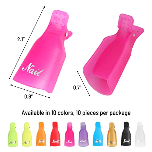 Pink Gel Nail Polish Remover Clips - Reusable Soak Off Nail Clips 10 Pieces - Pink 10-Piece