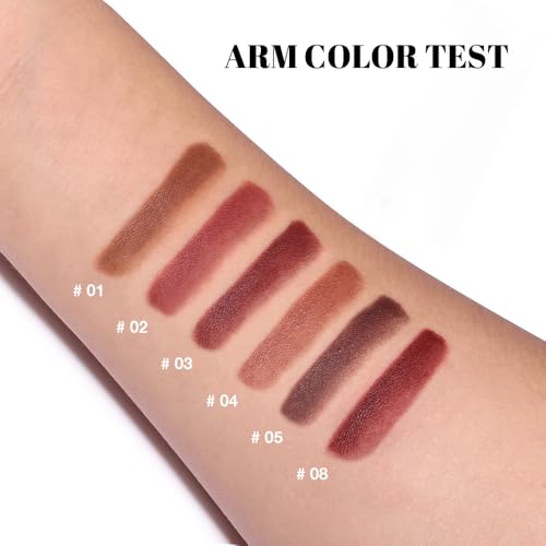 evpct 6Pcs Warm Red Brown Nude Maroon Dark Wine Gradient Matte Lipstick Lip Liner Crayon Combo Pencil Set for Women, Longwear Cream Lipliner and Lipstick Combo Makeup, Flawless Lip Bar Ombre Effect