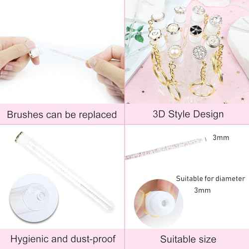 10pcs Mascara Wands Tube Reusable Lash Spoolies Pear Diamond Tube with Keychain Eyelash Brush Tubes Spoolies Lash Extension Brushes Applicators Makeup Tools(Pearl-Diamond-KC)